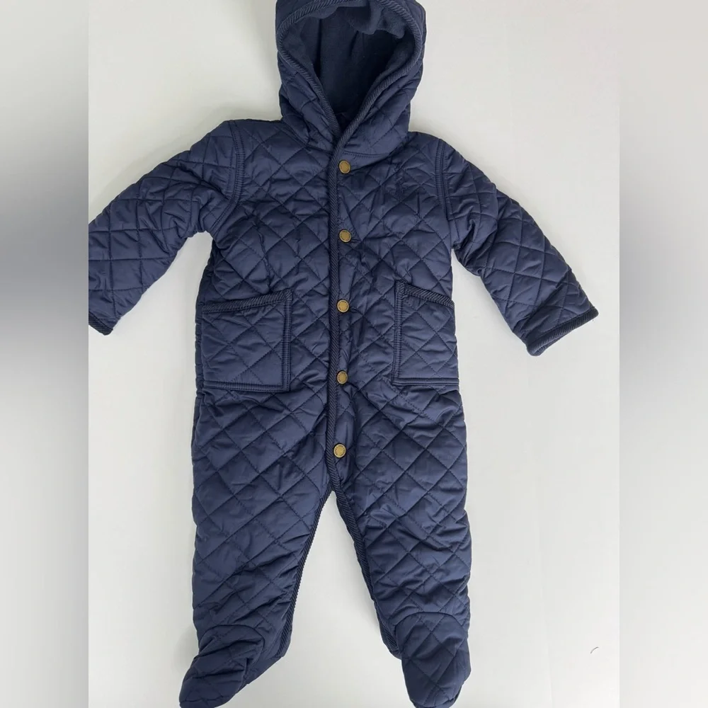 Ralph Lauren Navy Quilted Hooded Snowsuit